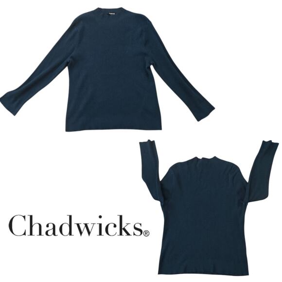 Women's Chadwicks Blue Ribbed Sweater 1X Extra Large Plus Size EUC - Picture 5 of 5